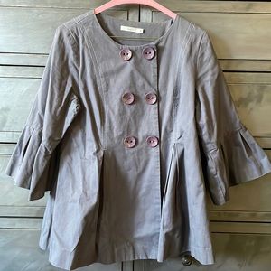 Cute grey pea coat with bell 3/4 sleeve.